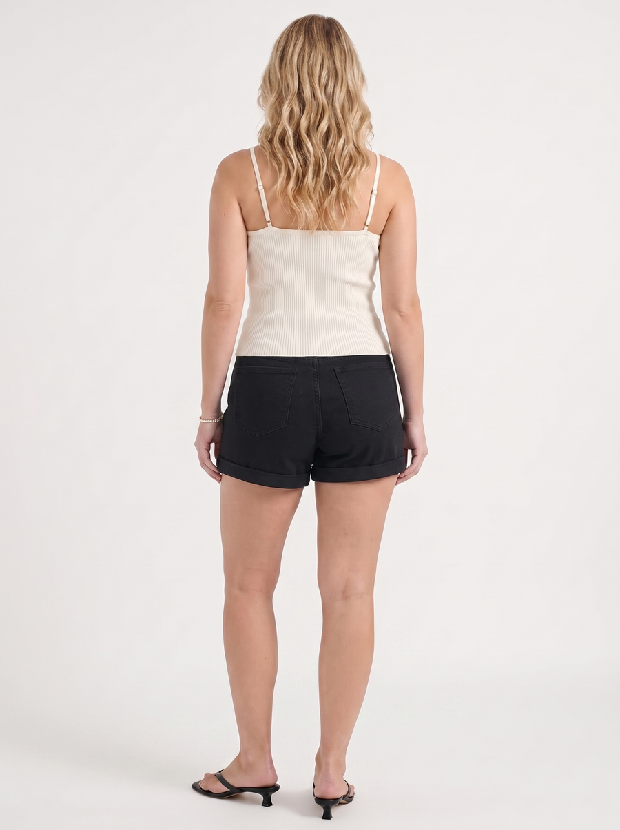 Giselle High-Waist-Jeansshorts mit Umschlagsaum