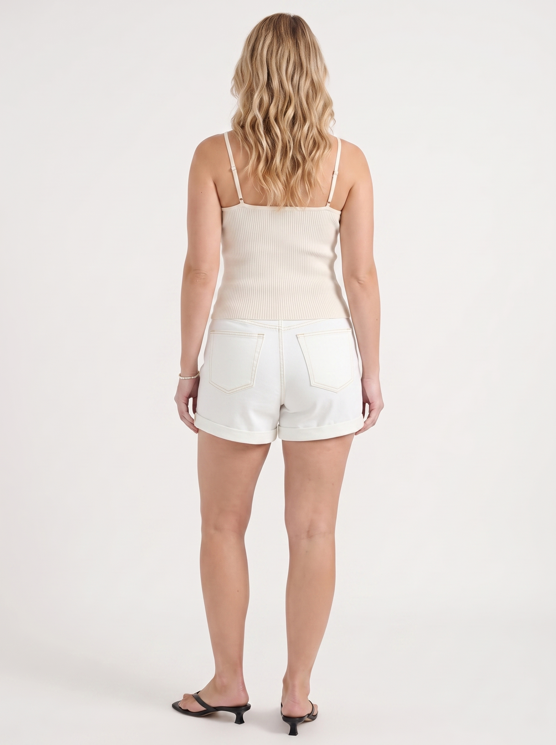 Giselle High-Waist-Jeansshorts mit Umschlagsaum