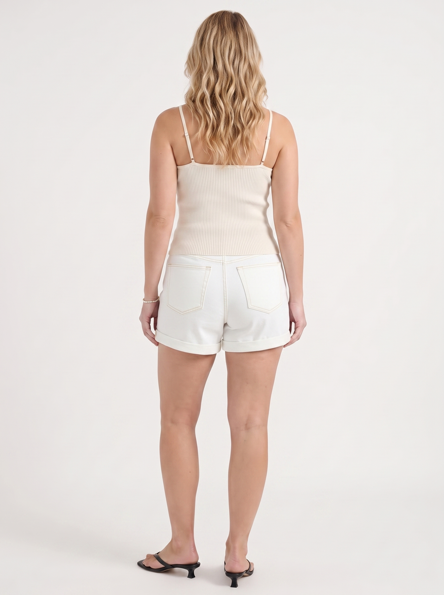 Giselle High-Waist-Jeansshorts mit Umschlagsaum
