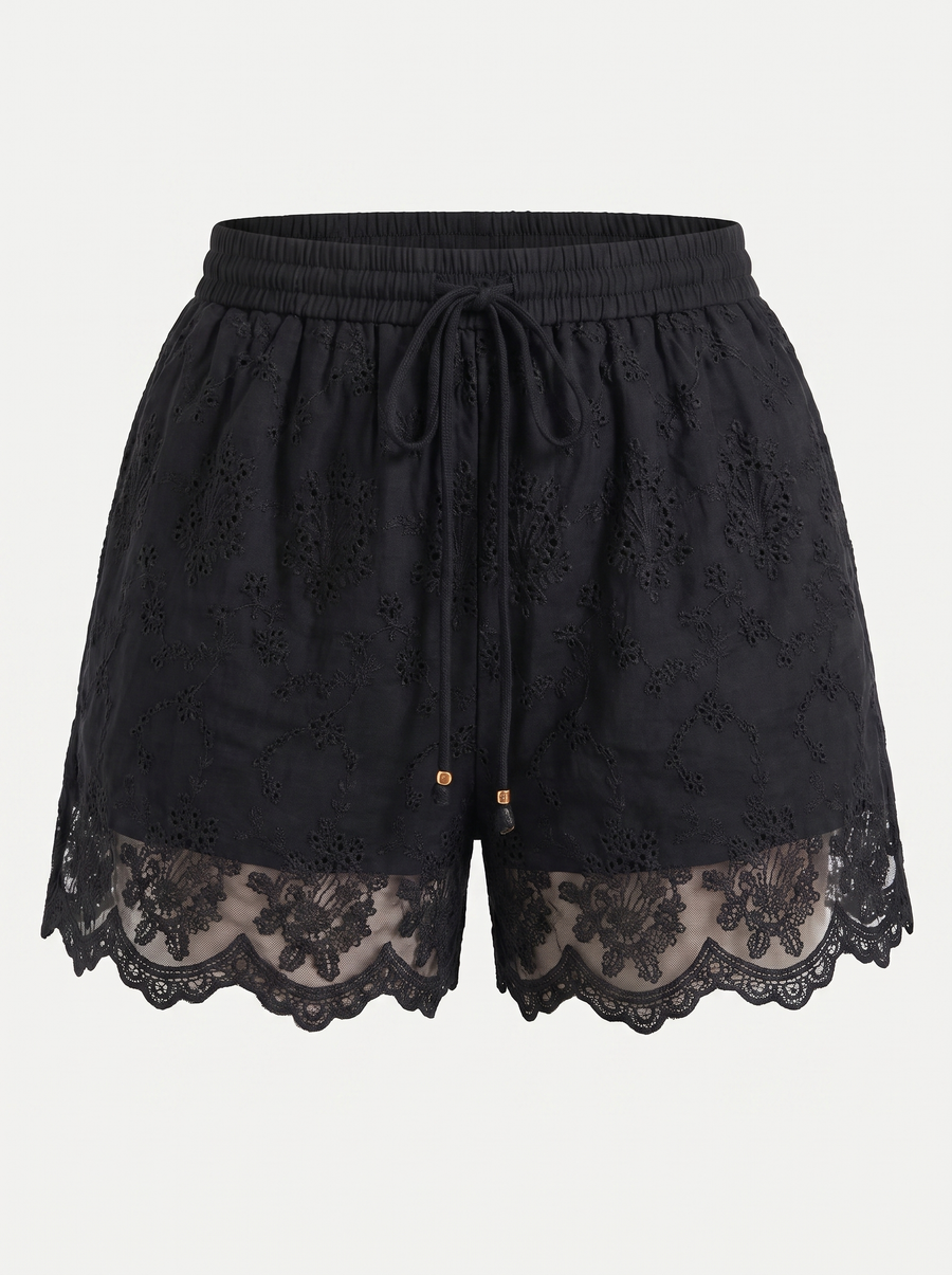 Kelsey Shorts mit Spitzensaum