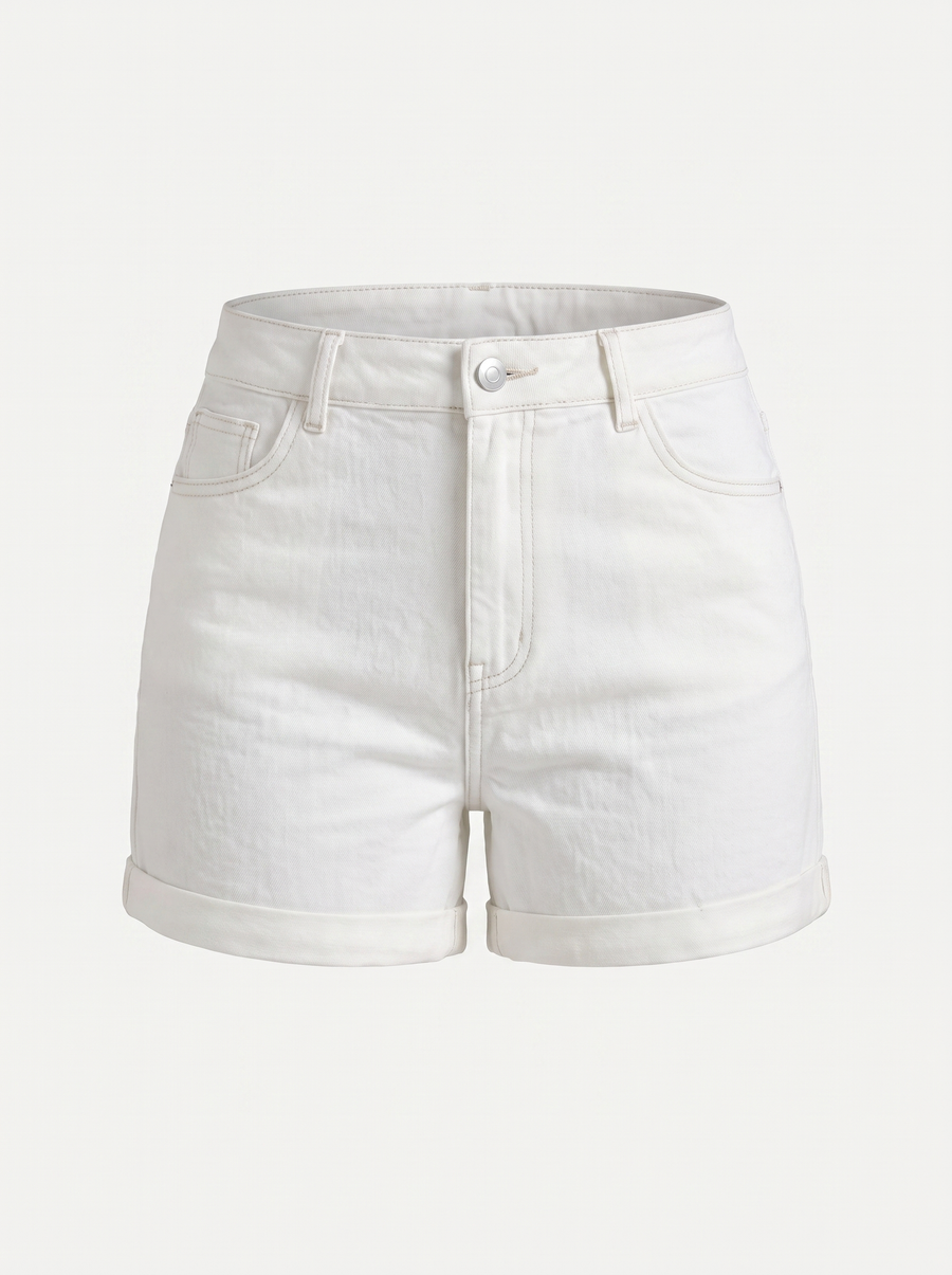 Giselle High-Waist-Jeansshorts mit Umschlagsaum
