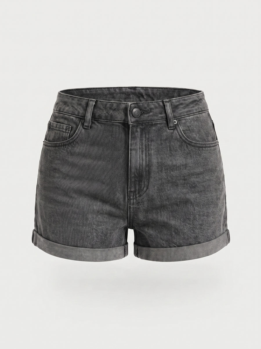 Giselle High-Waist-Jeansshorts mit Umschlagsaum