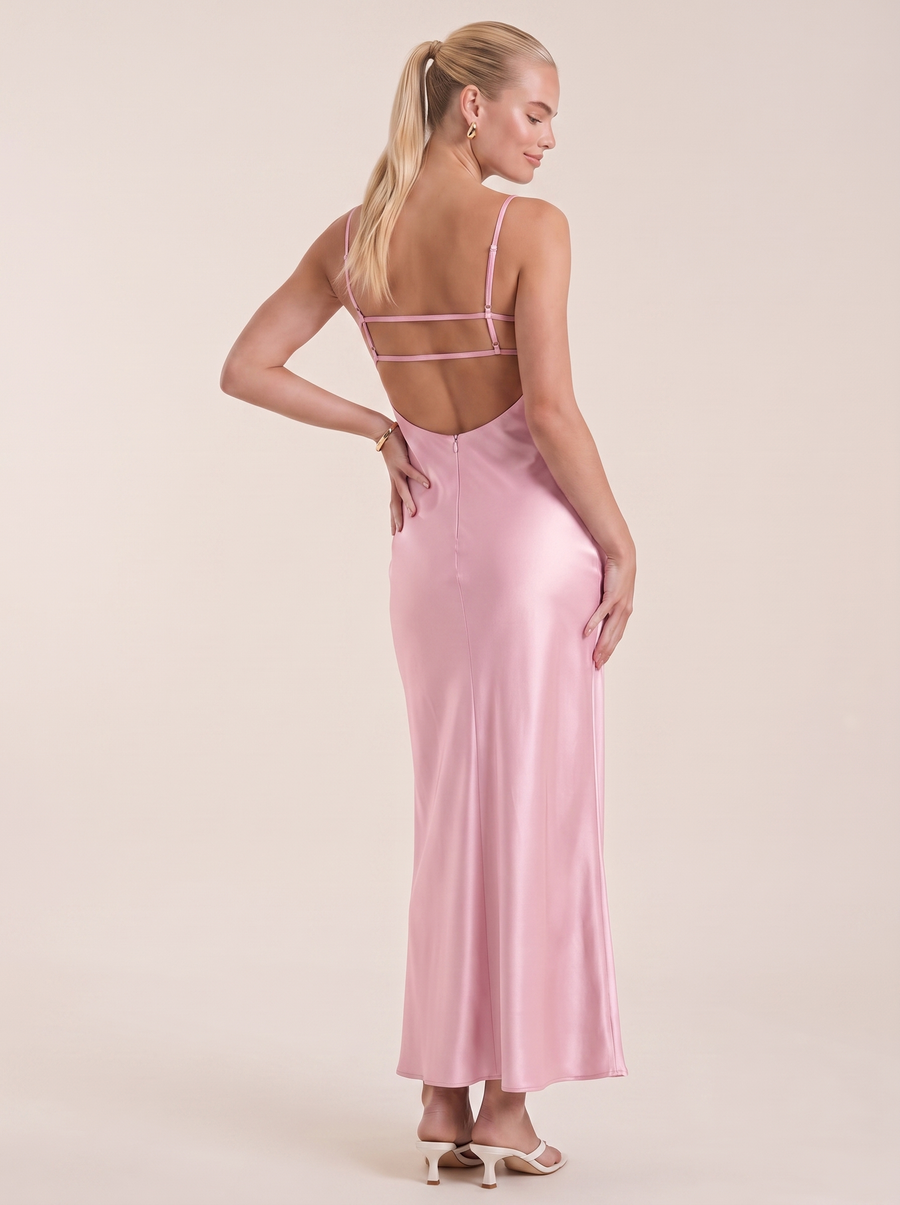 Bianca Maxikleid mit V-Ausschnitt und Spaghettiträgern