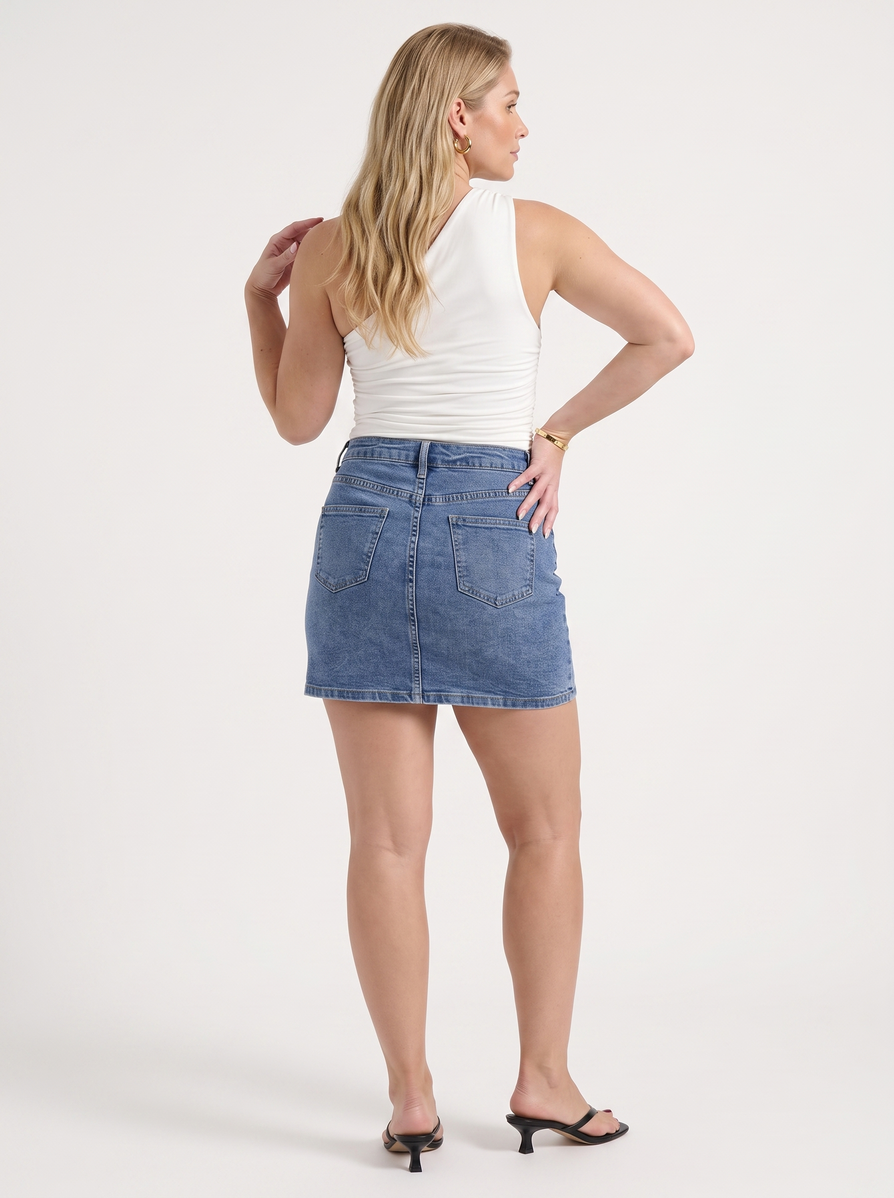 Billie Jeans-Minirock mit Schlitz