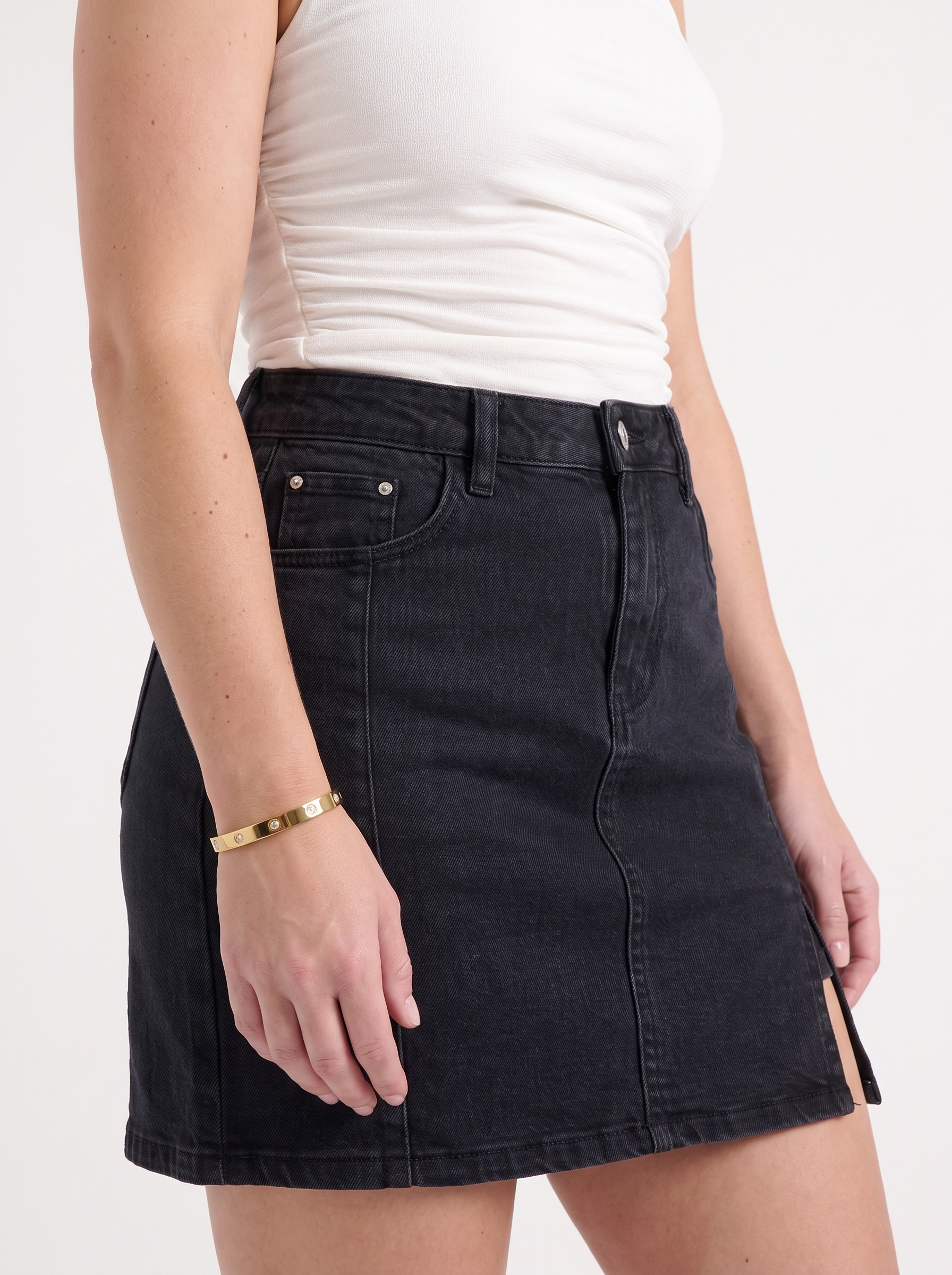 Billie Jeans-Minirock mit Schlitz