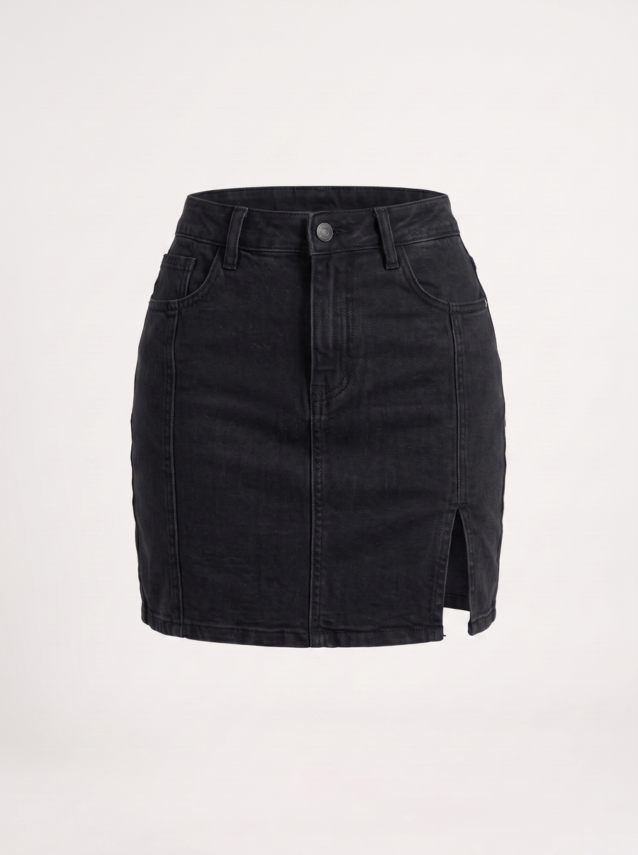 Billie Jeans-Minirock mit Schlitz