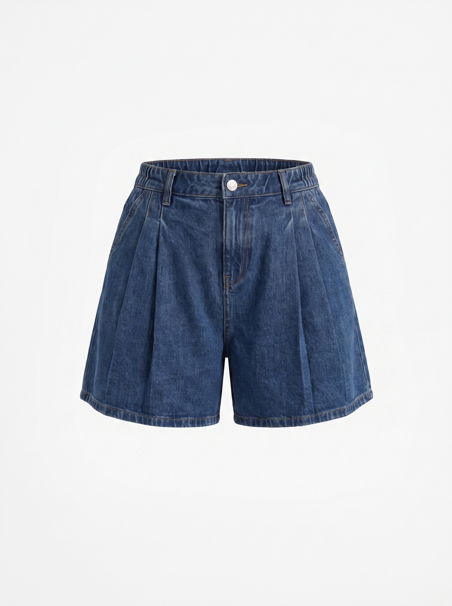 Leila Jeansshorts mit Bundfalten