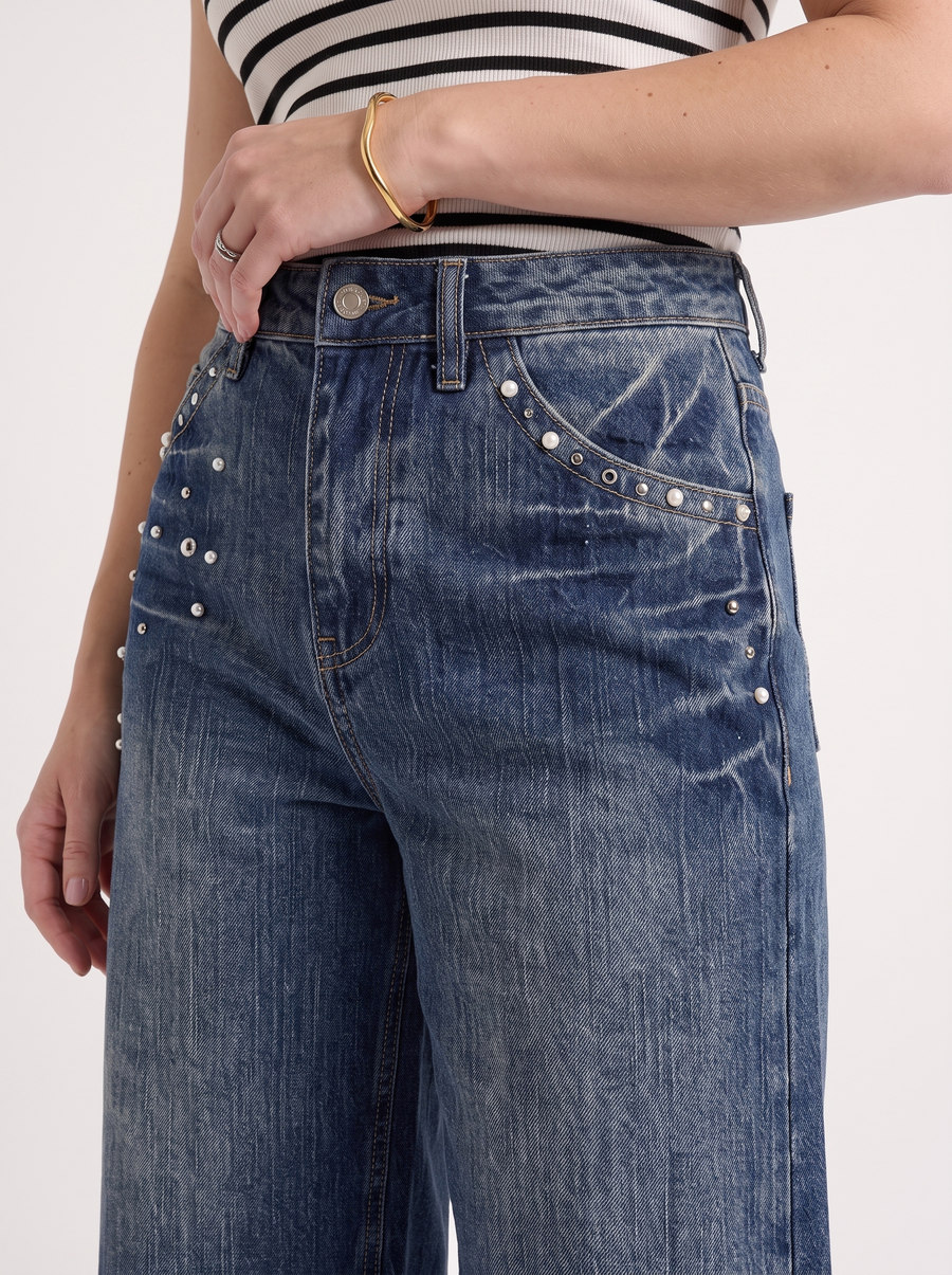 Carlota Jeans-Bermudashorts mit Nietendetail