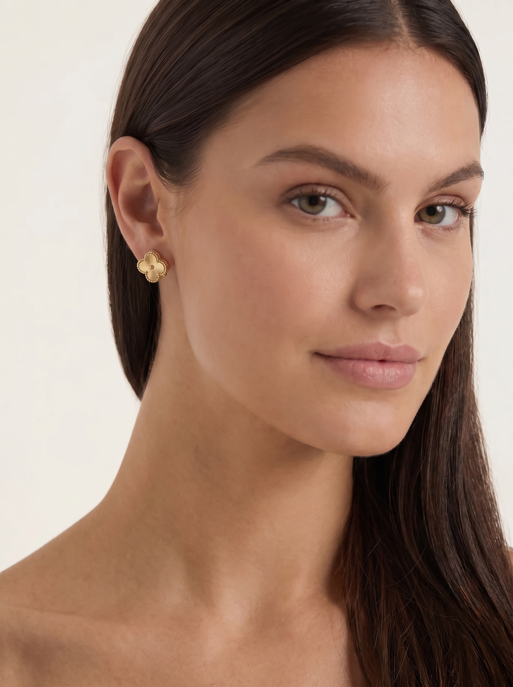 Leonore Kleeblatt-Ohrringe mit Perlrand