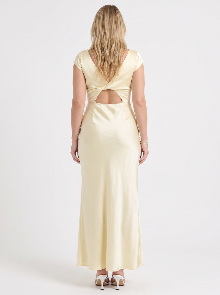 Tessa Maxikleid in Satinoptik mit V-Ausschnitt
