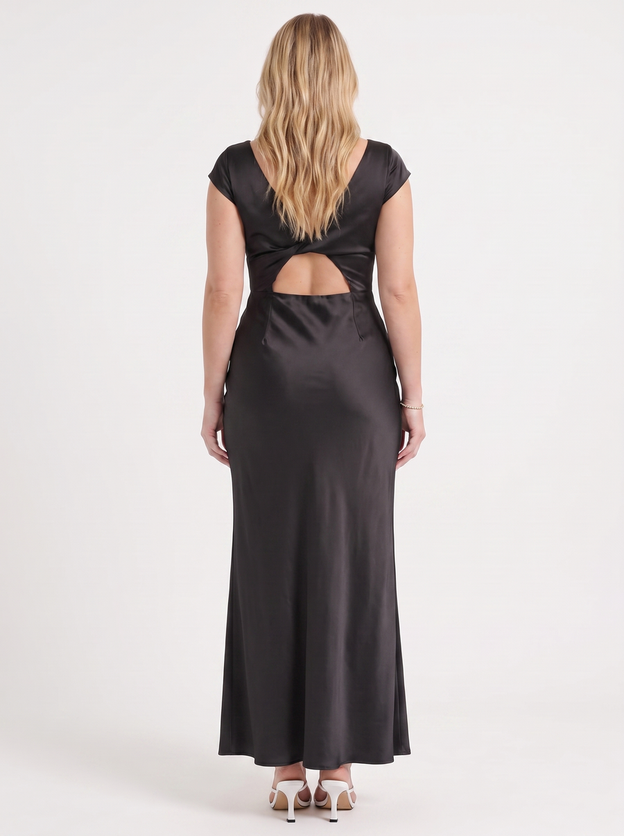 Tessa Maxikleid in Satinoptik mit V-Ausschnitt