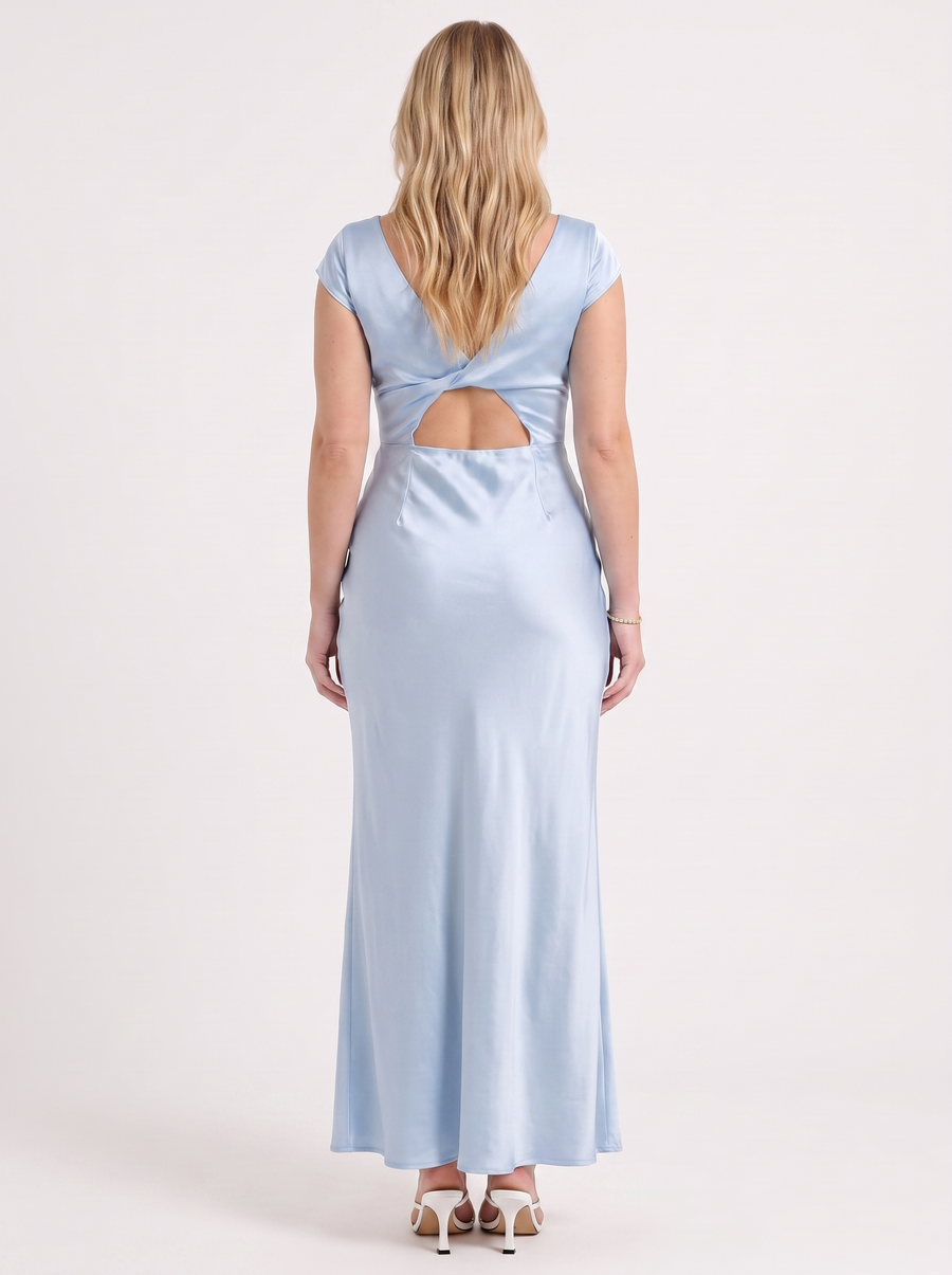 Tessa Maxikleid in Satinoptik mit V-Ausschnitt