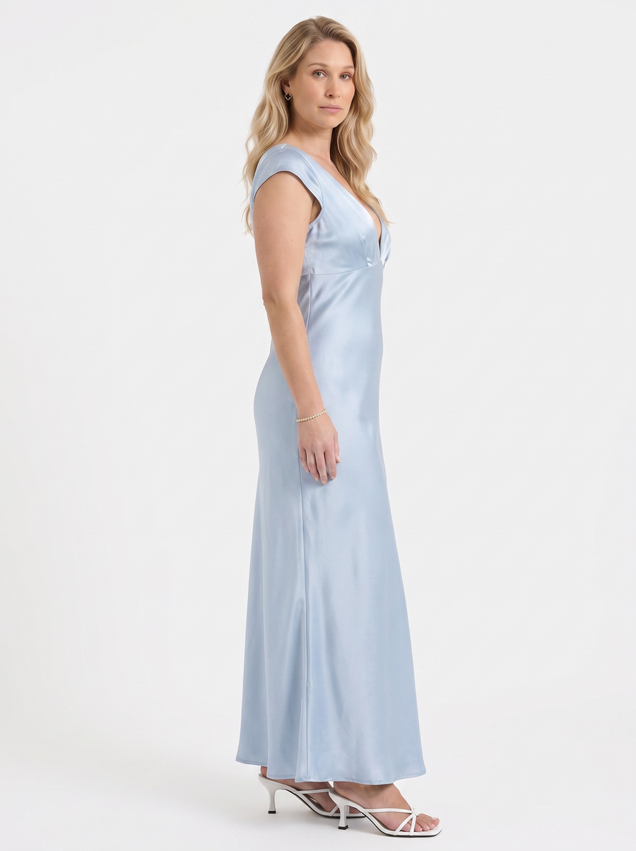 Tessa Maxikleid in Satinoptik mit V-Ausschnitt
