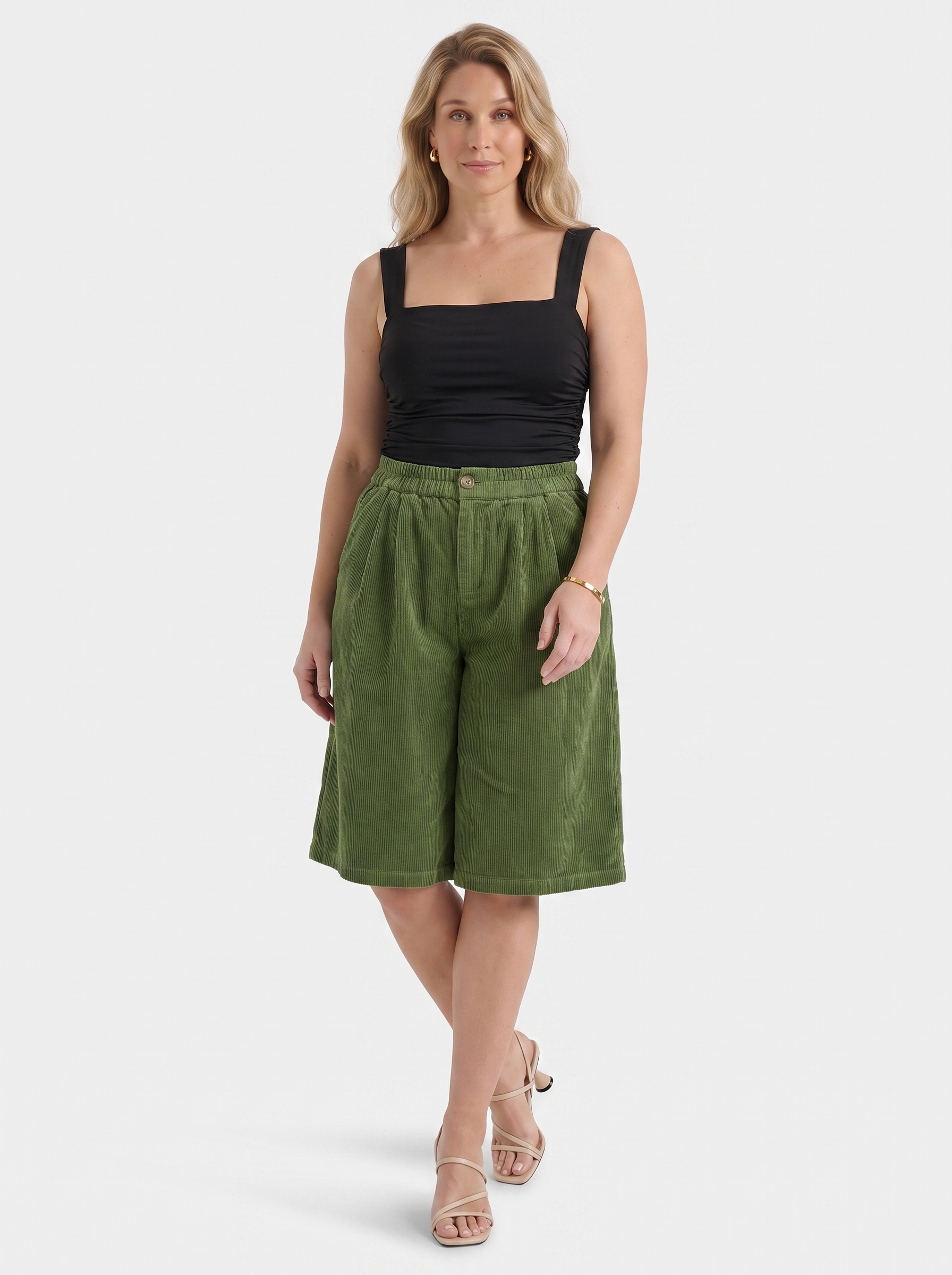 Lauren Cord-Shorts mit weitem Bein