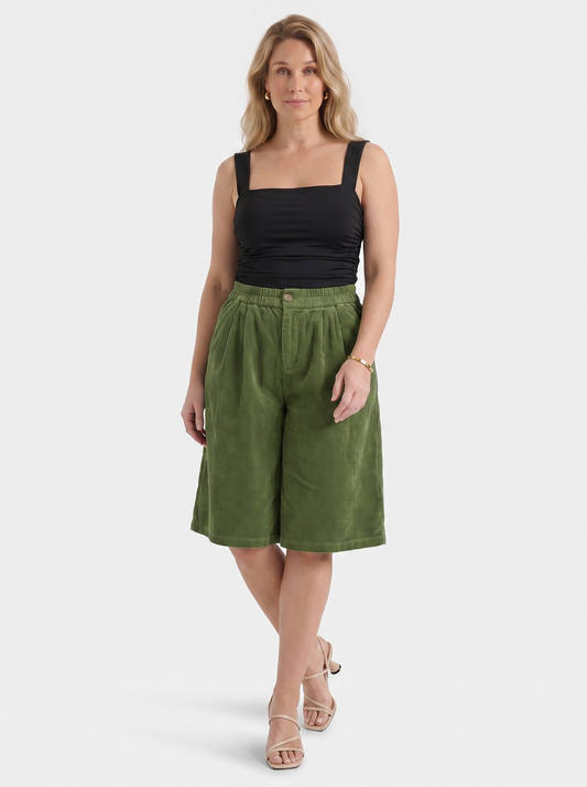 Lauren Cord-Shorts mit weitem Bein