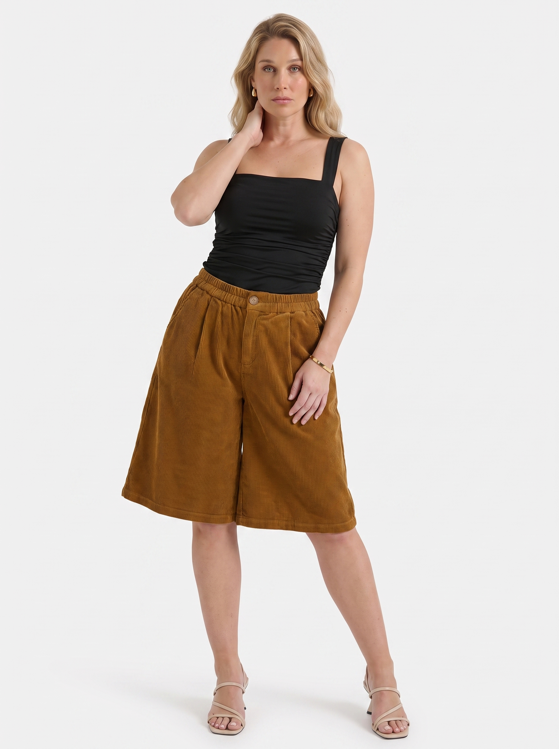 Lauren Cord-Shorts mit weitem Bein