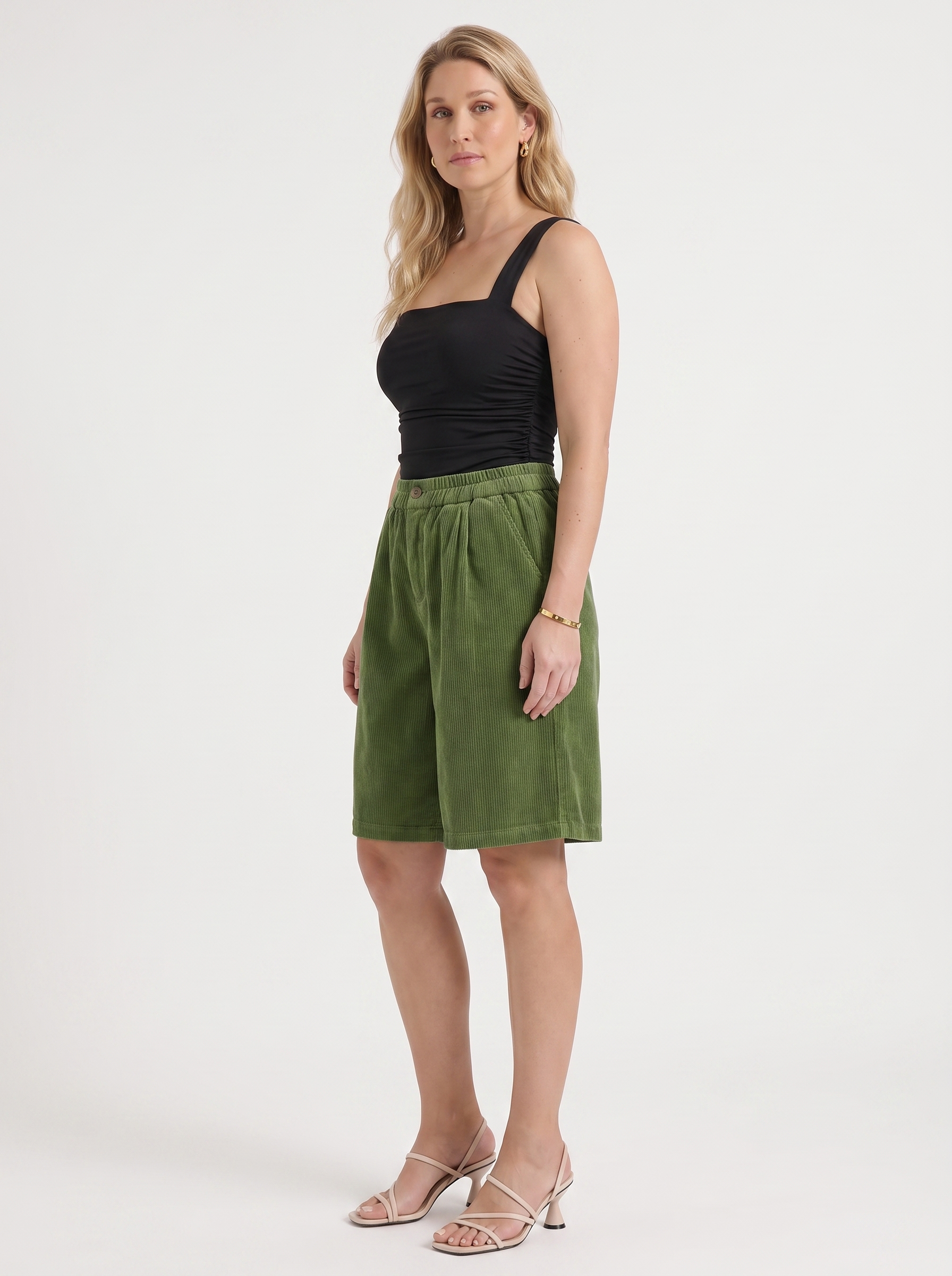 Lauren Cord-Shorts mit weitem Bein