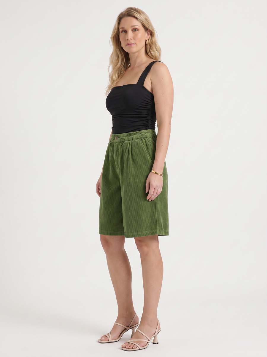 Lauren Cord-Shorts mit weitem Bein