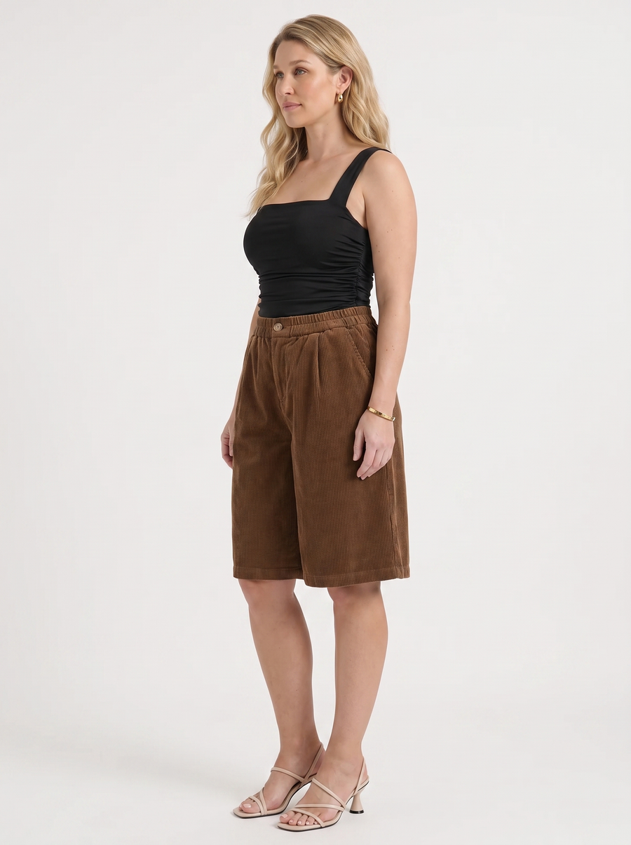 Lauren Cord-Shorts mit weitem Bein