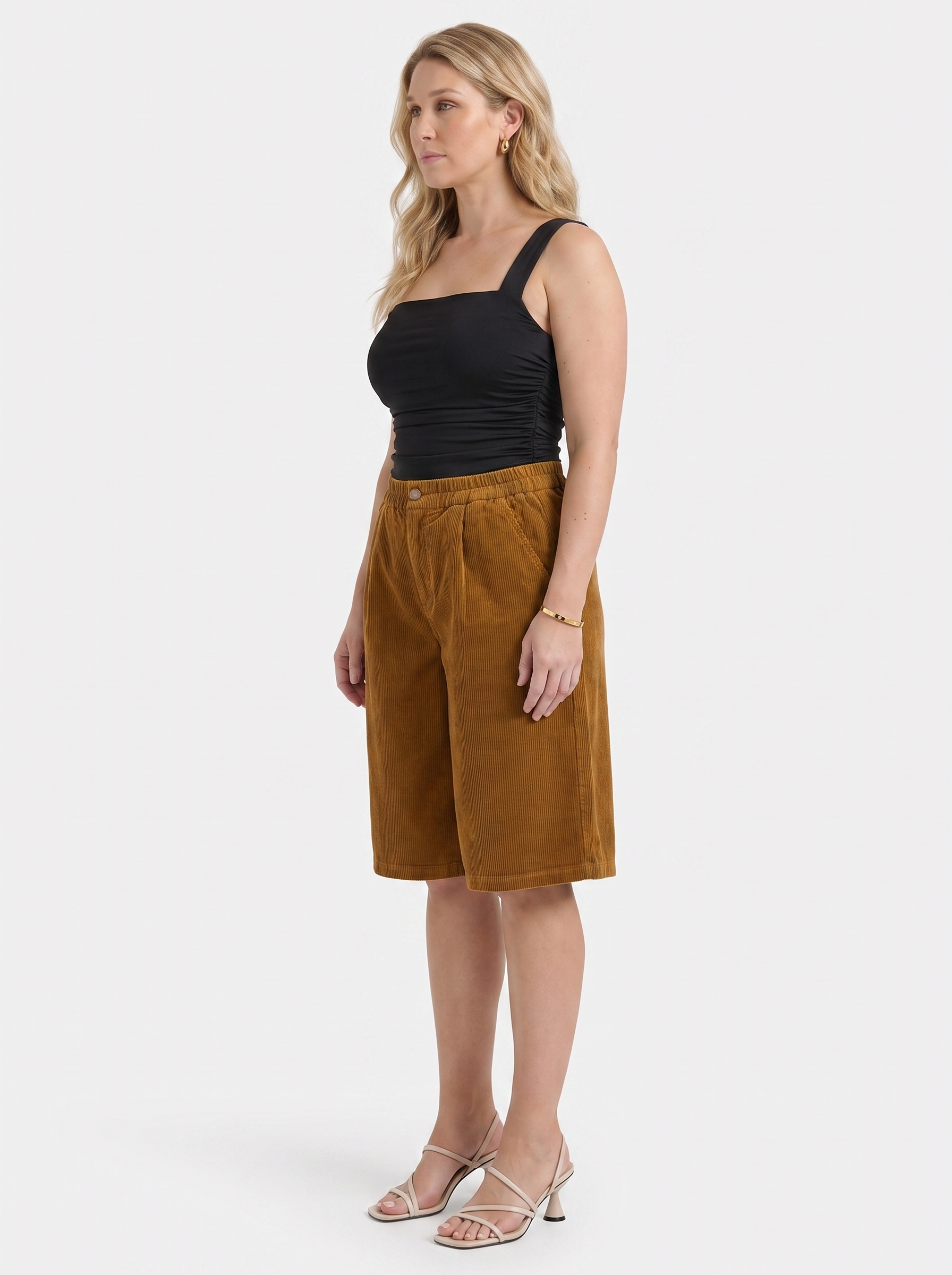 Lauren Cord-Shorts mit weitem Bein