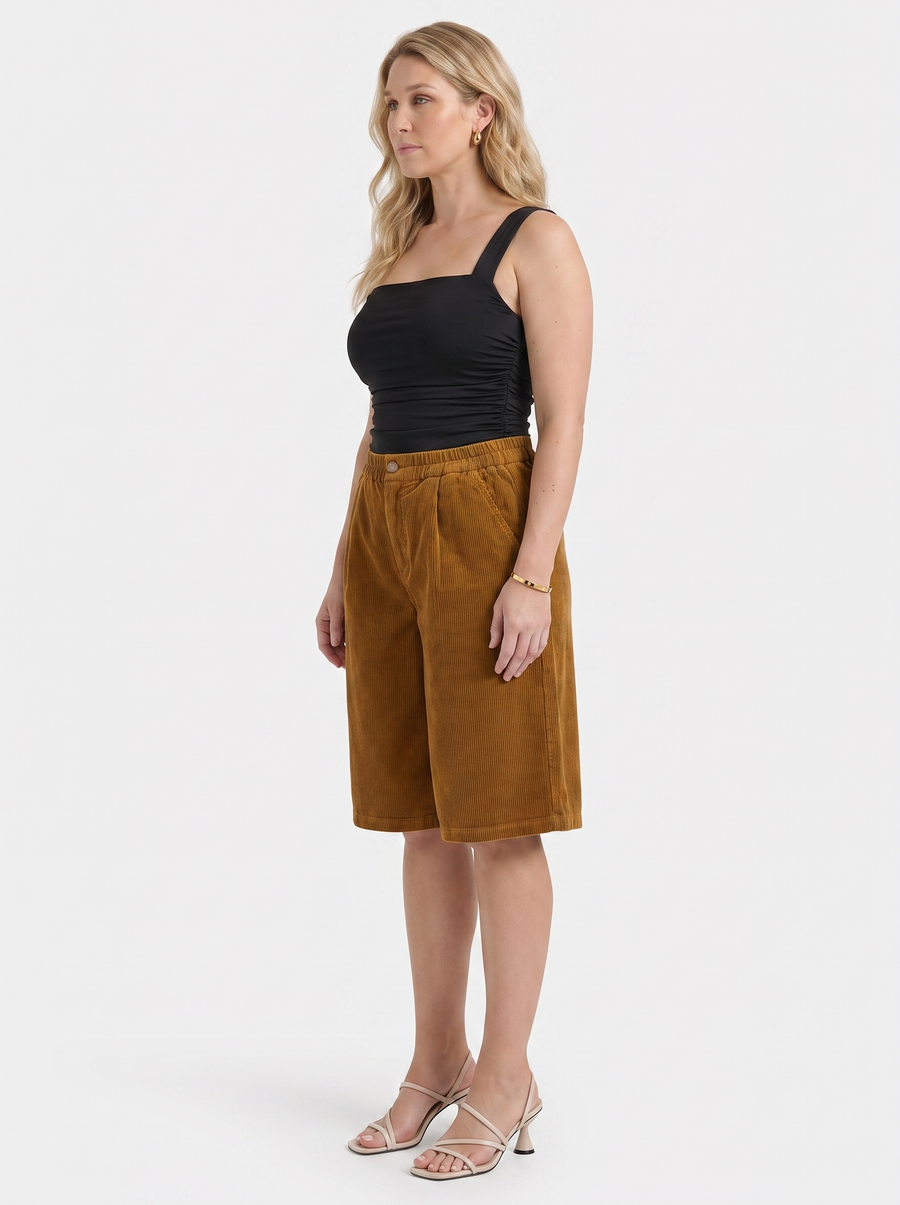 Lauren Cord-Shorts mit weitem Bein