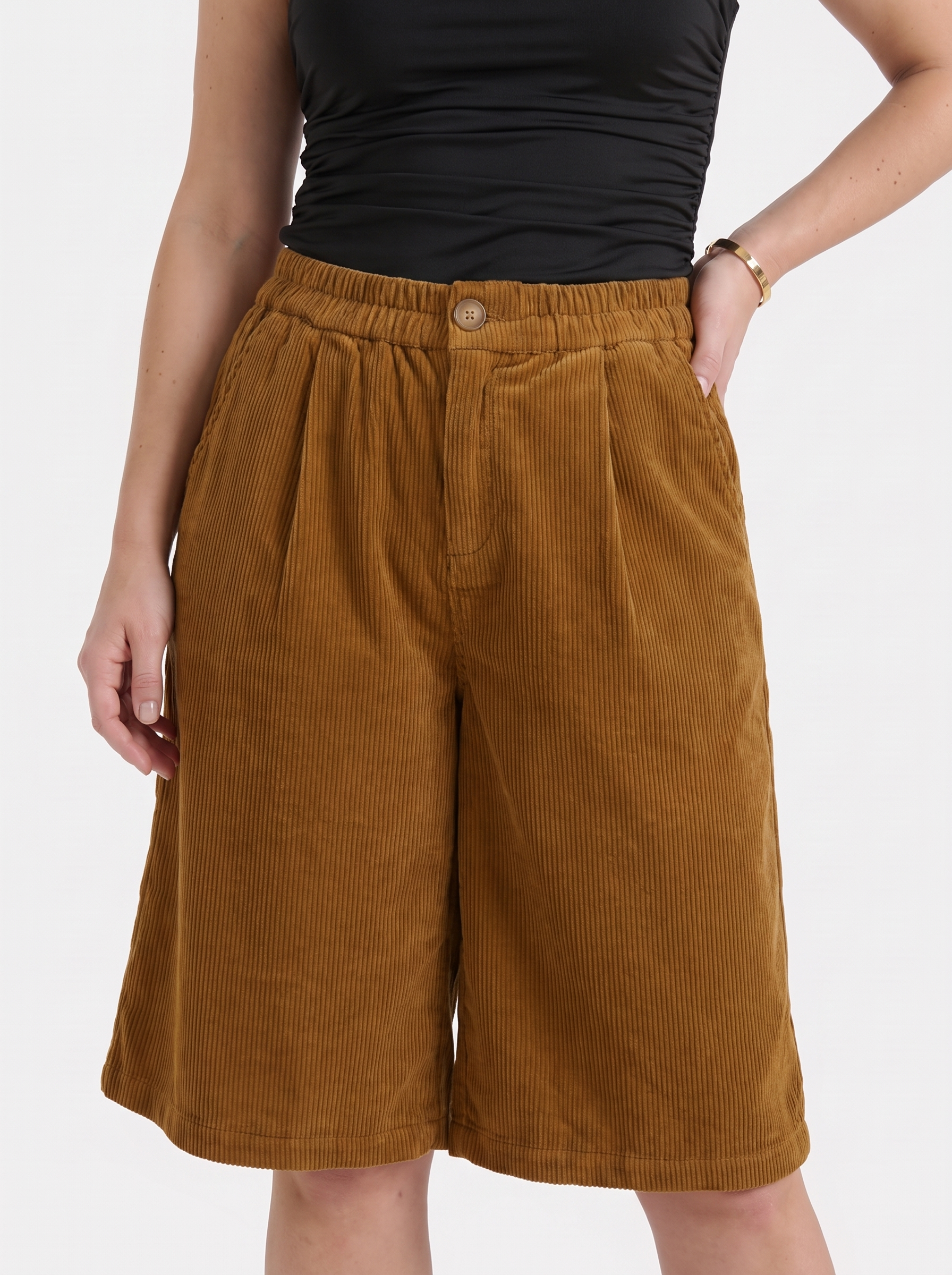 Lauren Cord-Shorts mit weitem Bein
