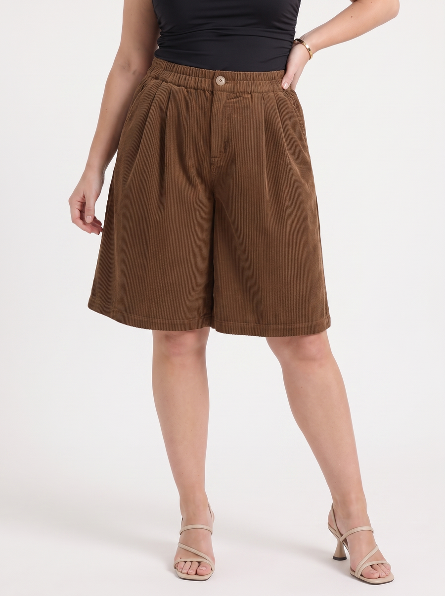 Lauren Cord-Shorts mit weitem Bein