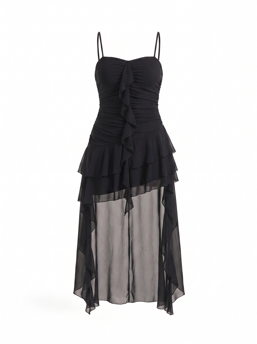 Colette Minikleid mit Rüschen und Vokuhila-Saum