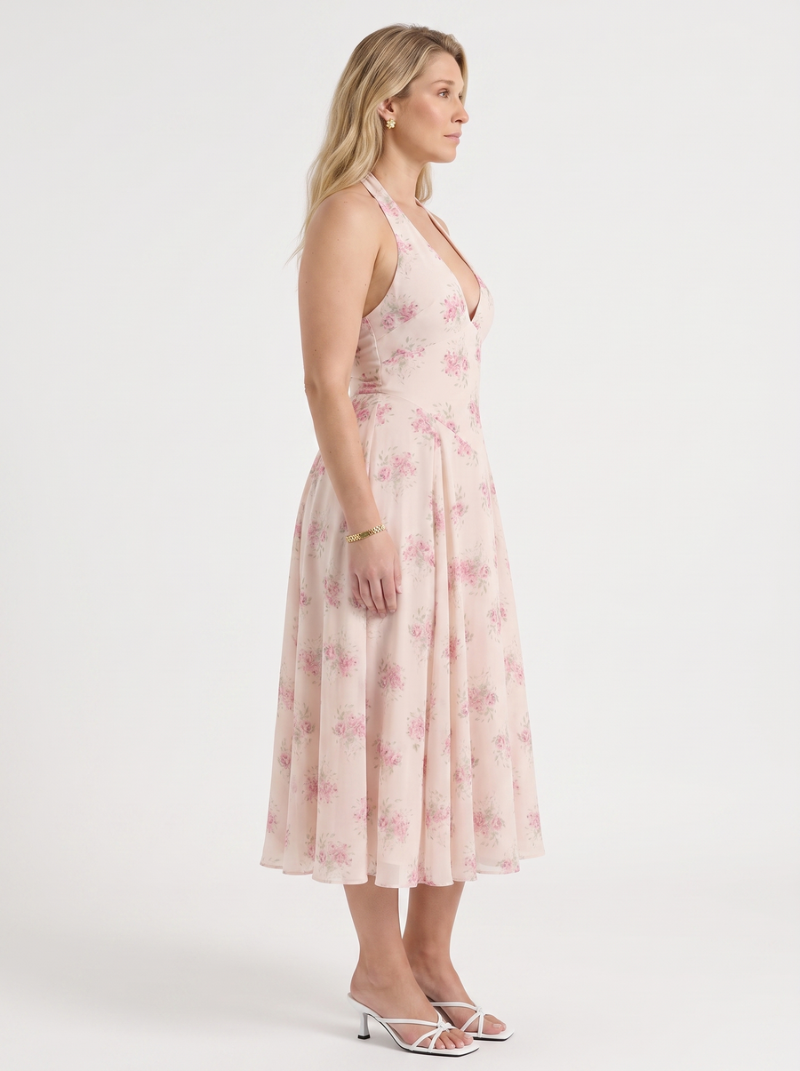 Kaley Midikleid mit Neckholder und Blumenprint