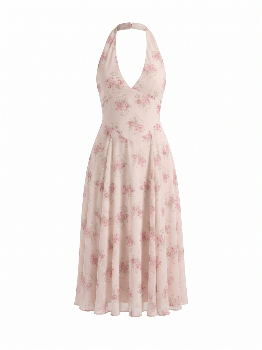 Kaley Midikleid mit Neckholder und Blumenprint