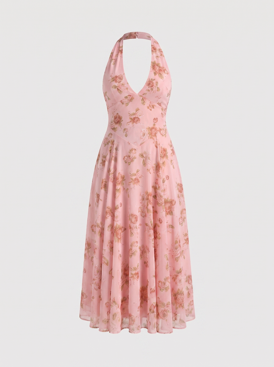 Kaley Midikleid mit Neckholder und Blumenprint