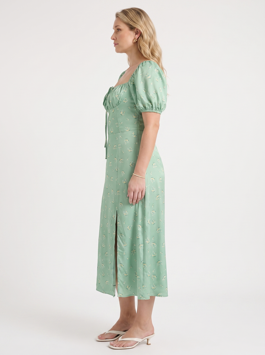 Ivy Midikleid mit Blumenprint und Puffärmeln