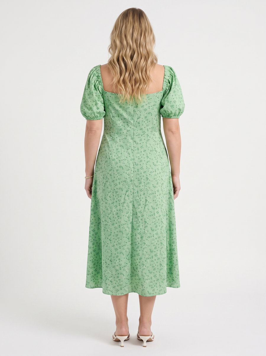 Ivy Midikleid mit Blumenprint und Puffärmeln