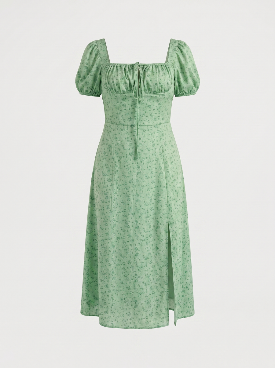 Ivy Midikleid mit Blumenprint und Puffärmeln