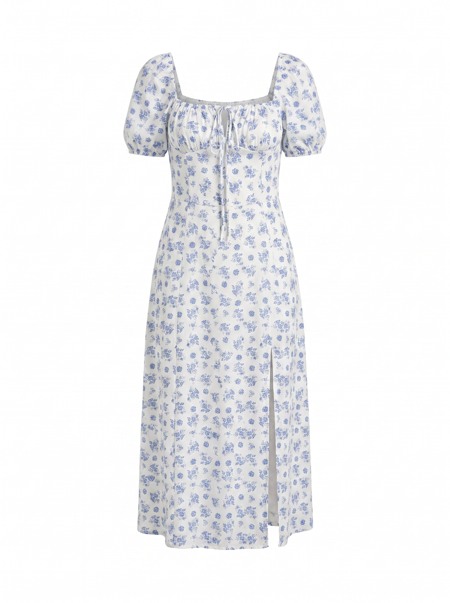 Ivy Midikleid mit Blumenprint und Puffärmeln