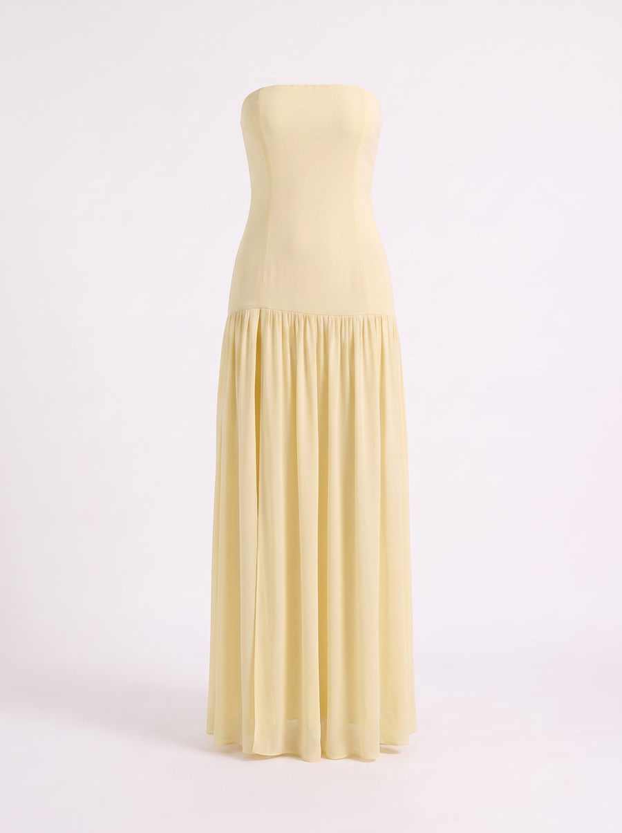 Skye Schulterfreies Maxikleid mit Beinschlitz