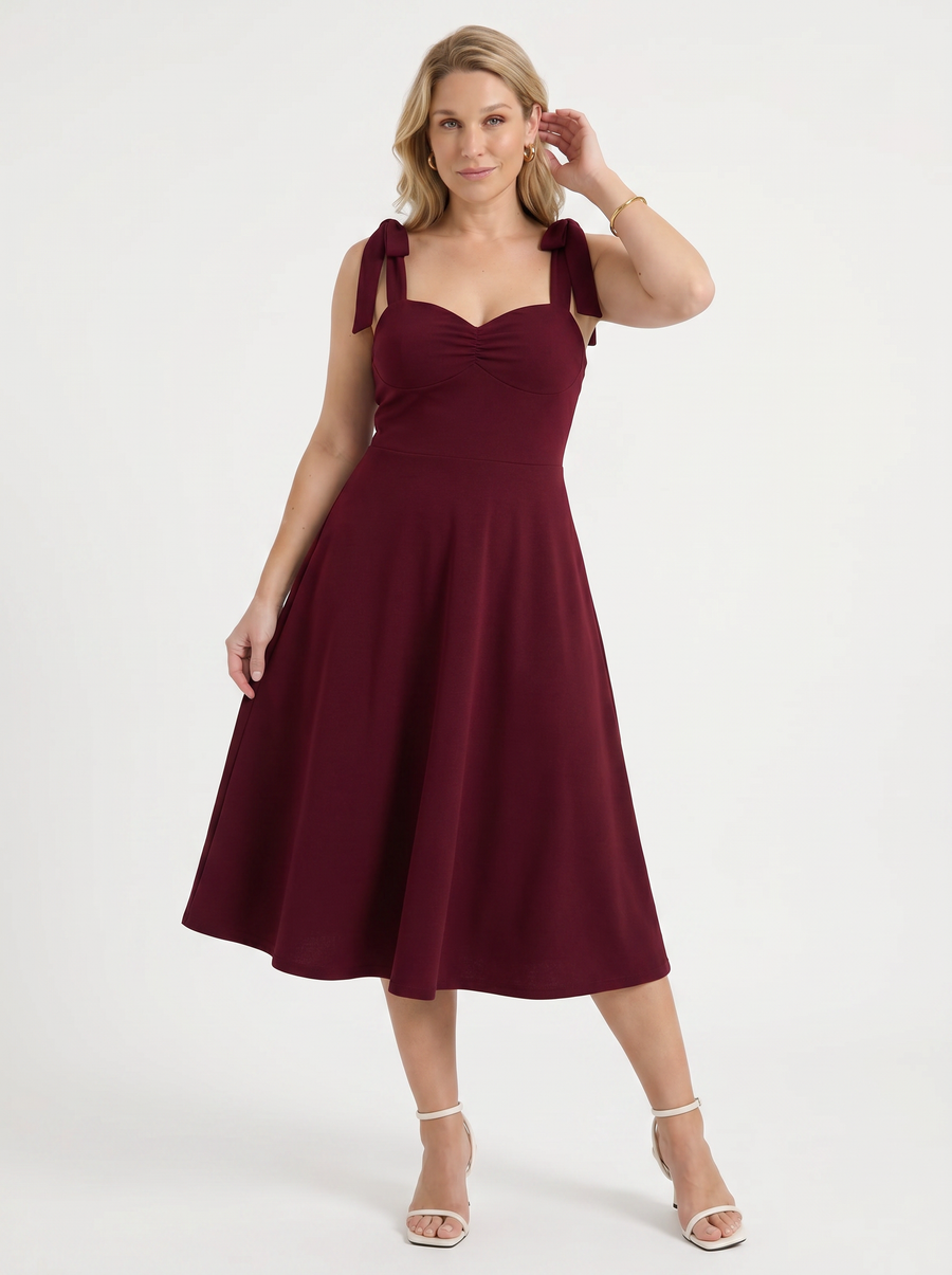 Lanie Midikleid mit Herzausschnitt und Bindeträgern