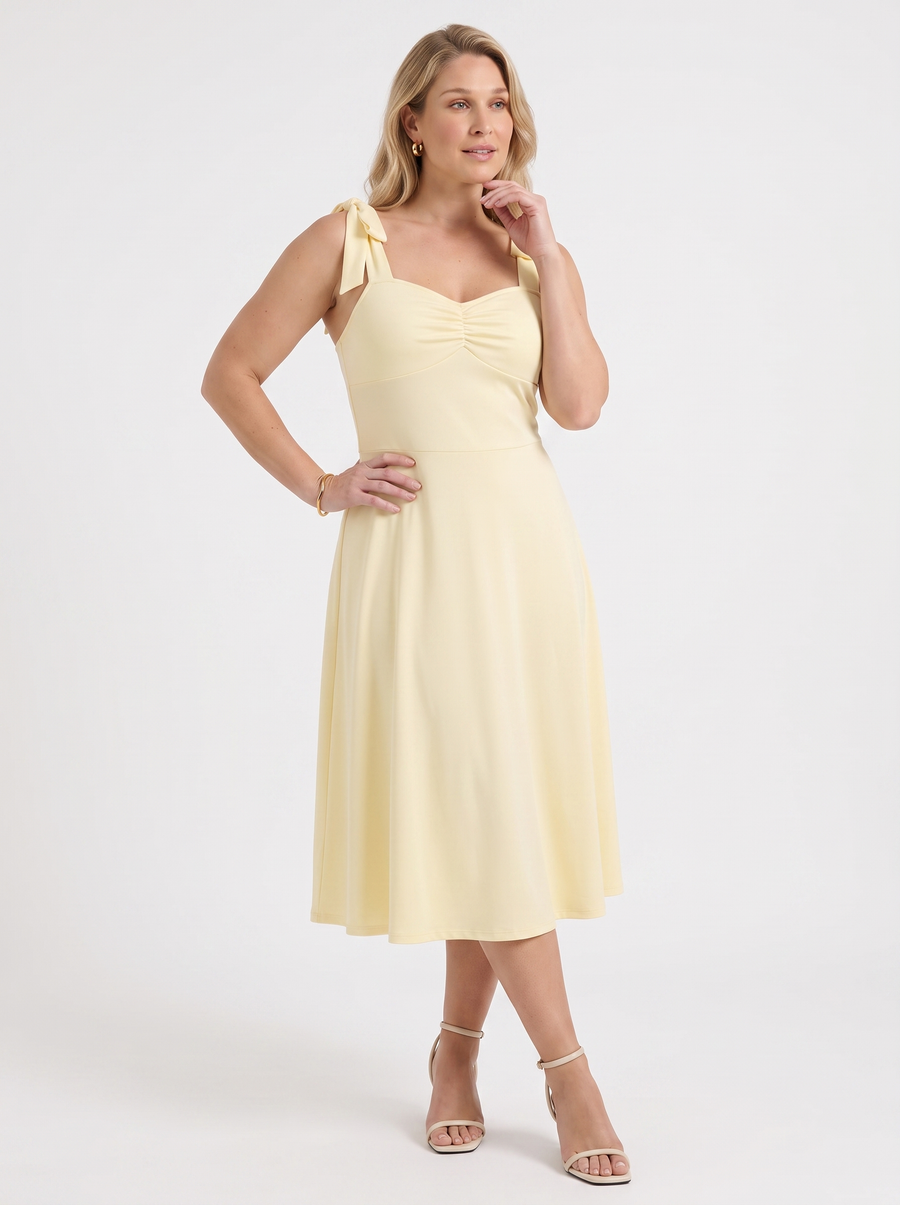 Lanie Midikleid mit Herzausschnitt und Bindeträgern