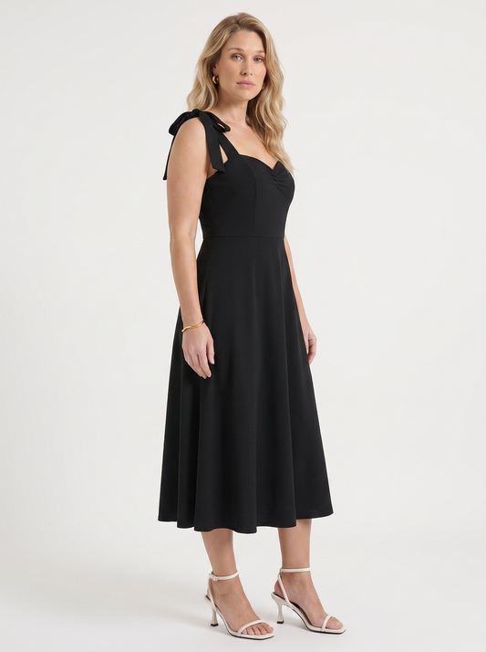 Lanie Midikleid mit Herzausschnitt und Bindeträgern