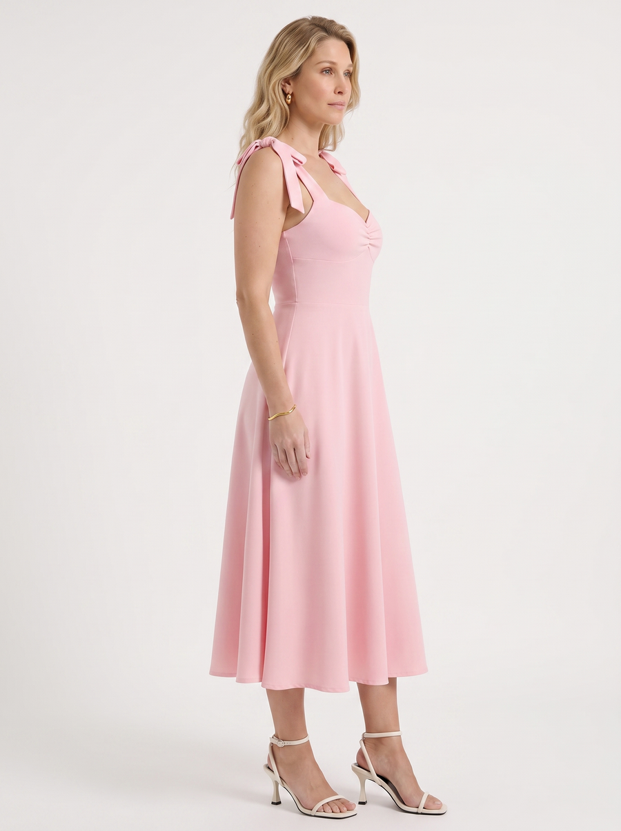 Lanie Midikleid mit Herzausschnitt und Bindeträgern