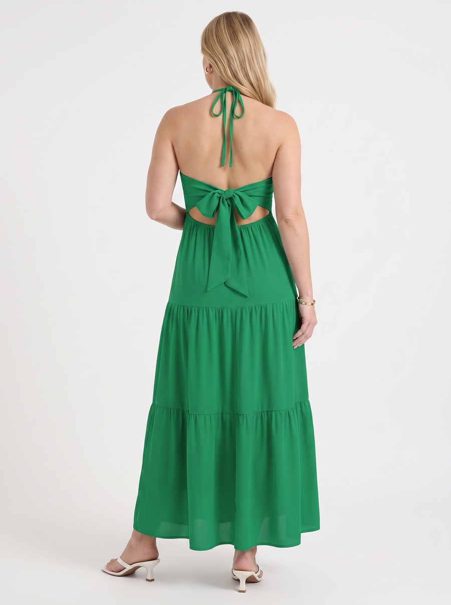 Sloane Volant-Maxikleid mit Neckholder