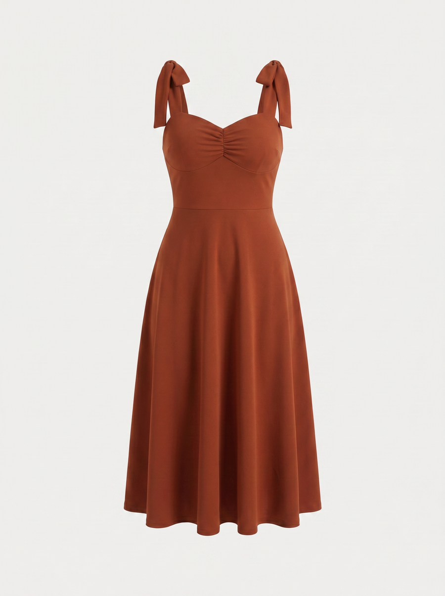 Lanie Midikleid mit Herzausschnitt und Bindeträgern