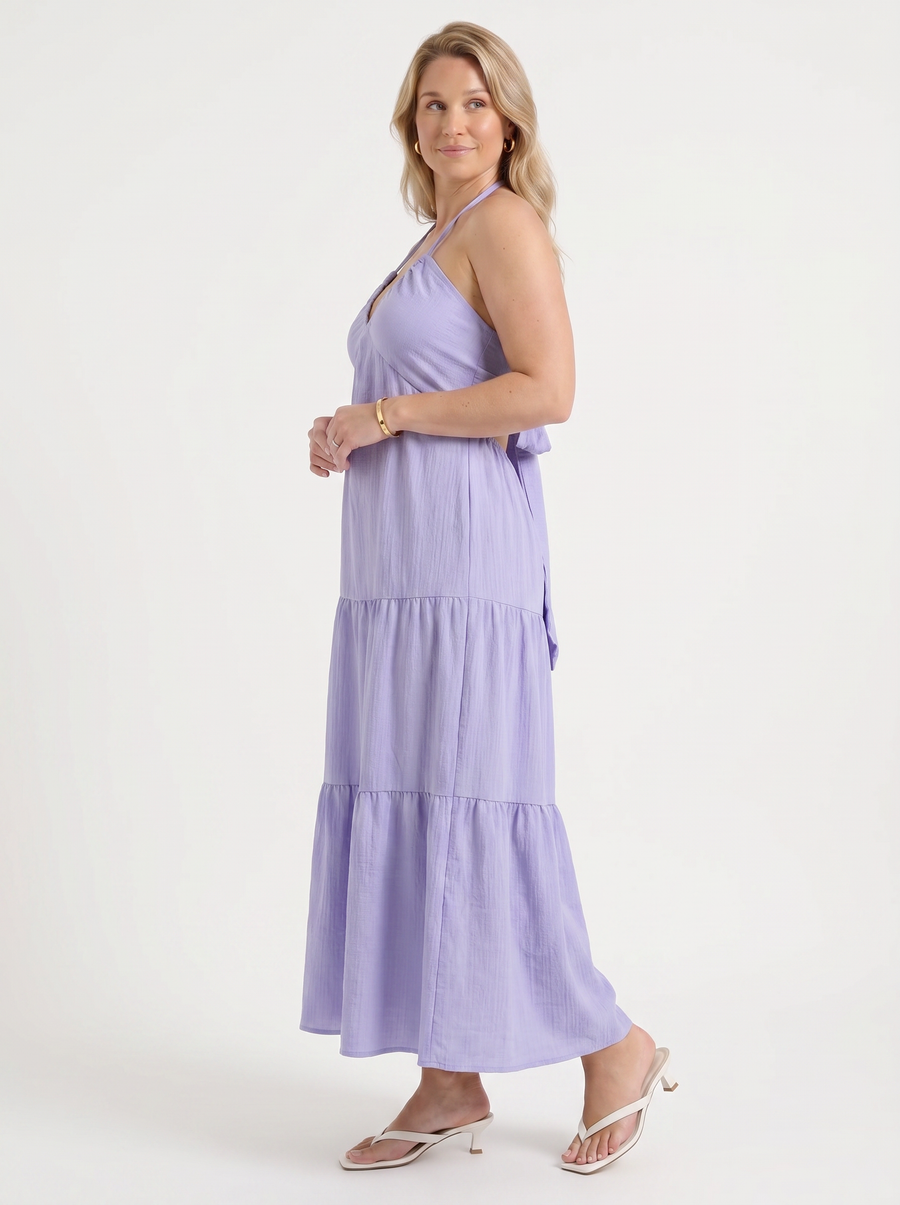 Sloane Volant-Maxikleid mit Neckholder
