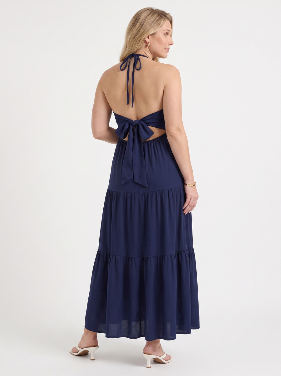 Sloane Volant-Maxikleid mit Neckholder