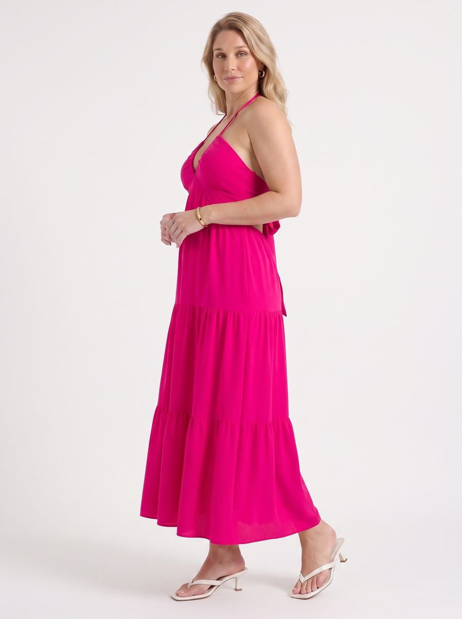 Sloane Volant-Maxikleid mit Neckholder
