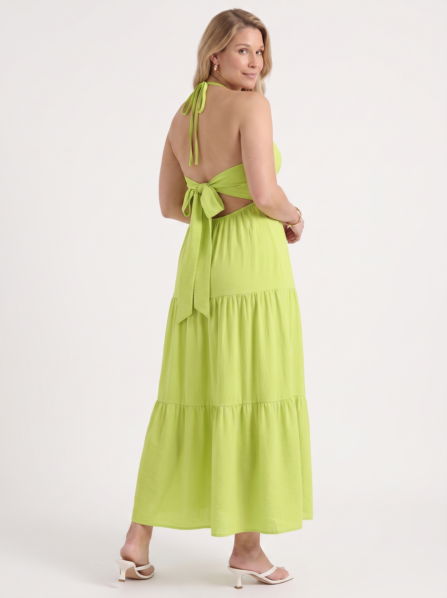 Sloane Volant-Maxikleid mit Neckholder