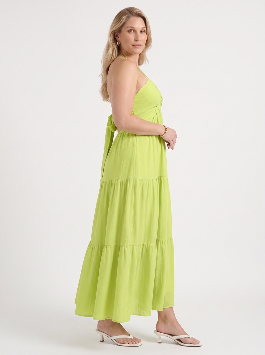 Sloane Volant-Maxikleid mit Neckholder