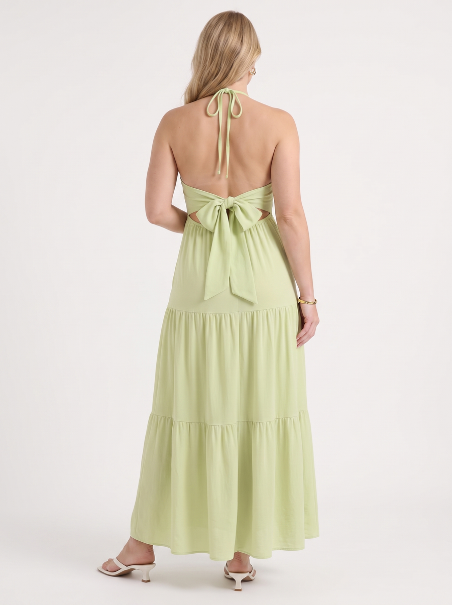 Sloane Volant-Maxikleid mit Neckholder