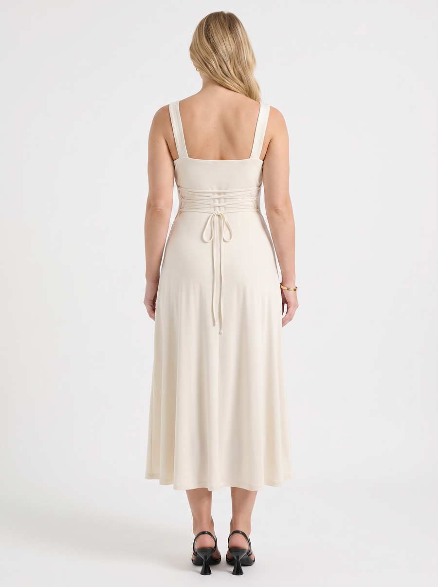 Chloe Midikleid mit Karree-Ausschnitt
