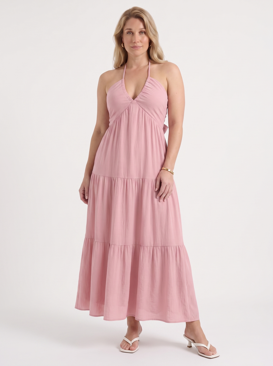 Sloane Volant-Maxikleid mit Neckholder